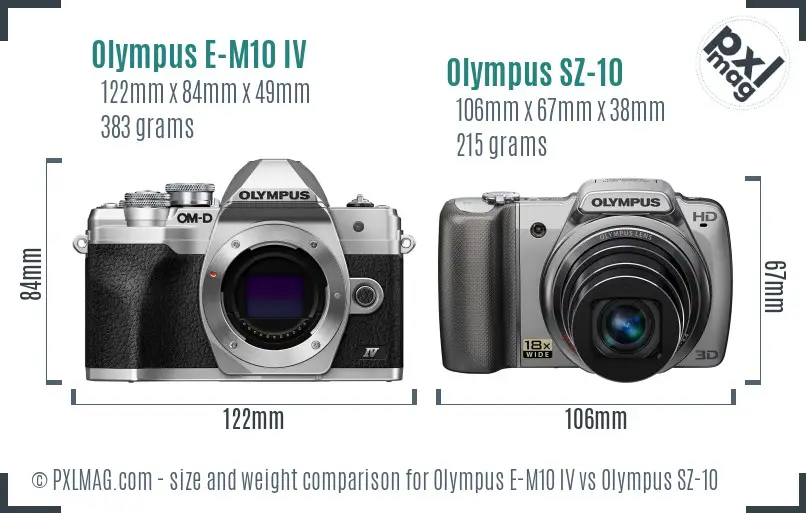 Olympus E-M10 IV vs Olympus SZ-10 size comparison