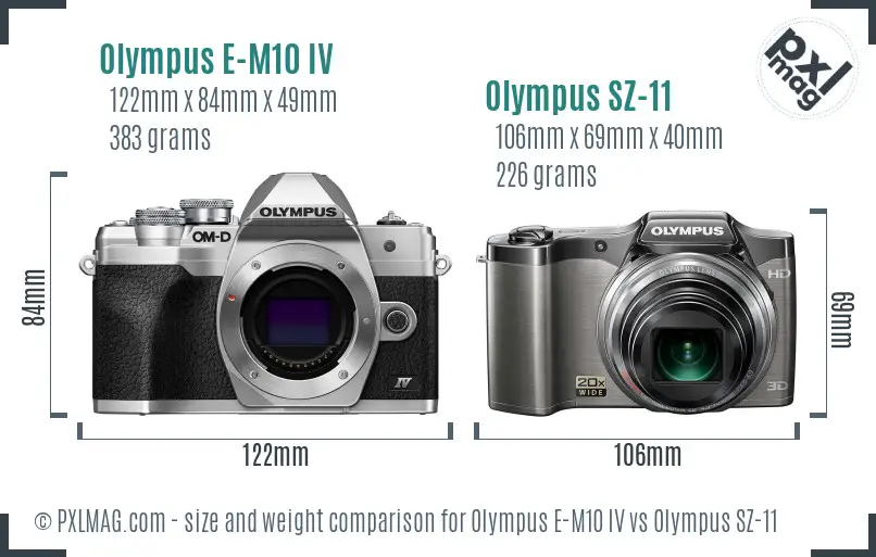 Olympus E-M10 IV vs Olympus SZ-11 size comparison