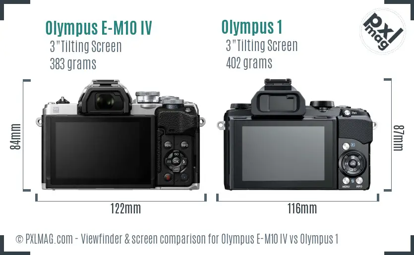 Olympus E-M10 IV vs Olympus 1 Screen and Viewfinder comparison