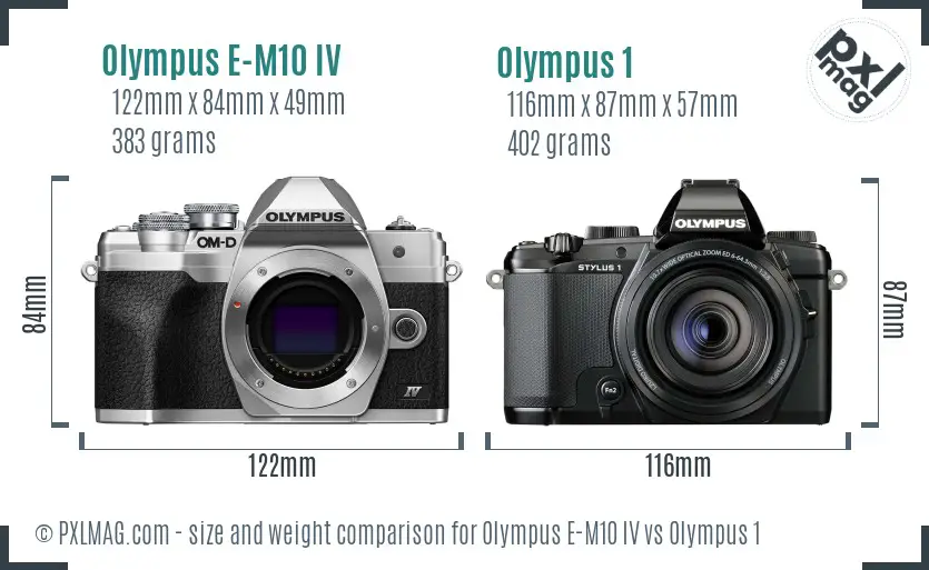 Olympus E-M10 IV vs Olympus 1 size comparison