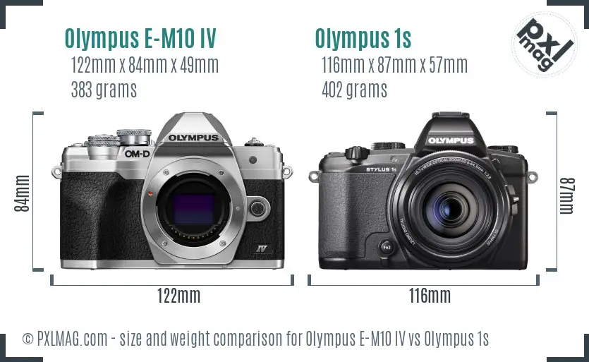 Olympus E-M10 IV vs Olympus 1s size comparison