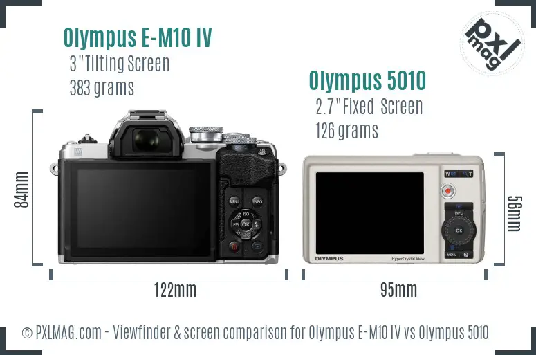 Olympus E-M10 IV vs Olympus 5010 Screen and Viewfinder comparison