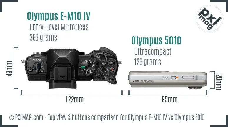 Olympus E-M10 IV vs Olympus 5010 top view buttons comparison