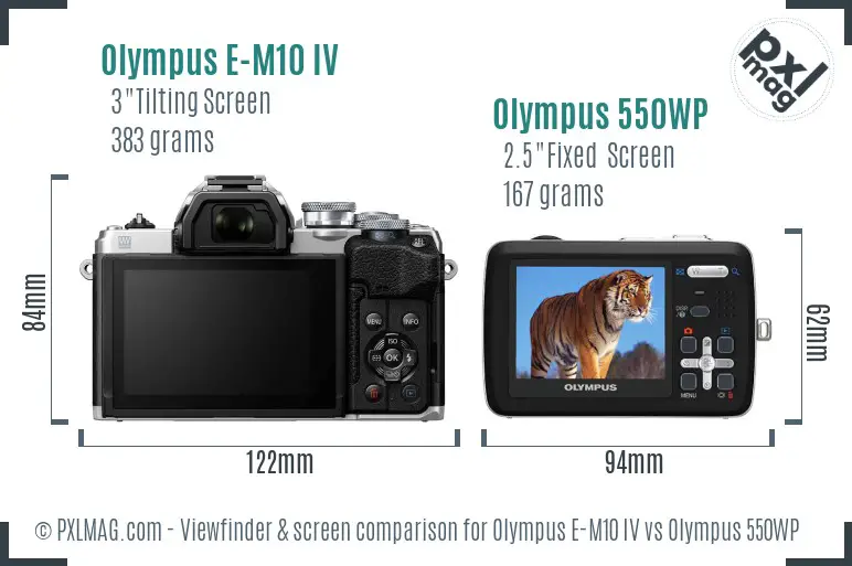Olympus E-M10 IV vs Olympus 550WP Screen and Viewfinder comparison
