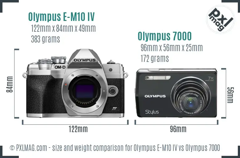 Olympus E-M10 IV vs Olympus 7000 size comparison