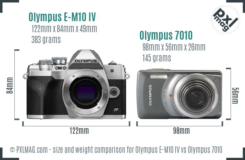 Olympus E-M10 IV vs Olympus 7010 size comparison