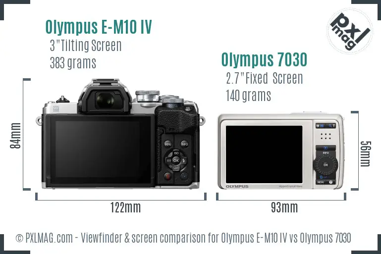 Olympus E-M10 IV vs Olympus 7030 Screen and Viewfinder comparison