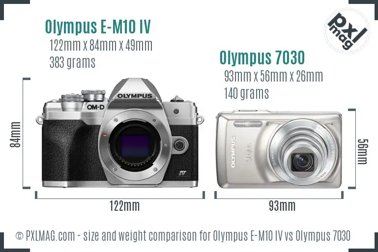 Olympus E-M10 IV vs Olympus 7030 size comparison