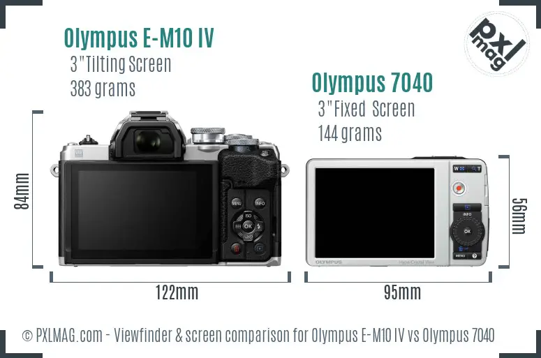 Olympus E-M10 IV vs Olympus 7040 Screen and Viewfinder comparison
