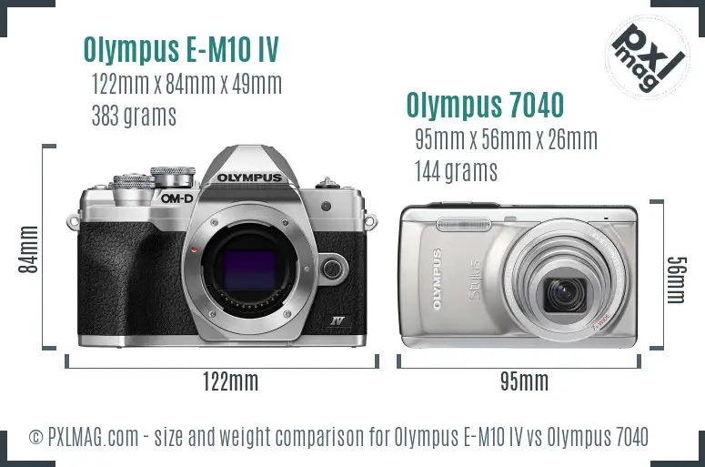 Olympus E-M10 IV vs Olympus 7040 size comparison