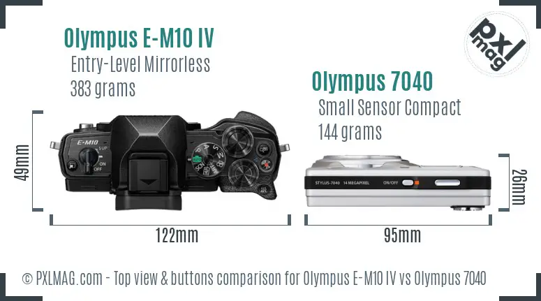 Olympus E-M10 IV vs Olympus 7040 top view buttons comparison