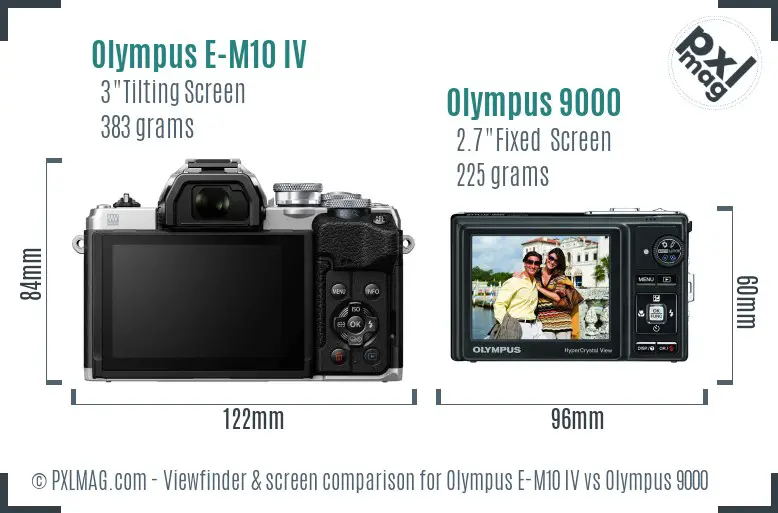 Olympus E-M10 IV vs Olympus 9000 Screen and Viewfinder comparison