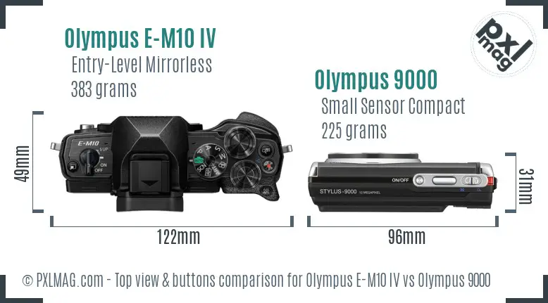 Olympus E-M10 IV vs Olympus 9000 top view buttons comparison