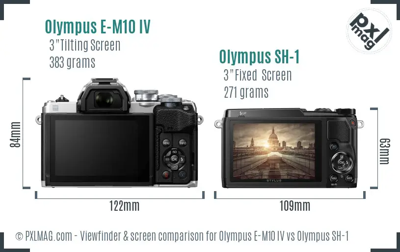 Olympus E-M10 IV vs Olympus SH-1 Screen and Viewfinder comparison