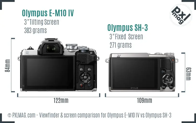 Olympus E-M10 IV vs Olympus SH-3 Screen and Viewfinder comparison