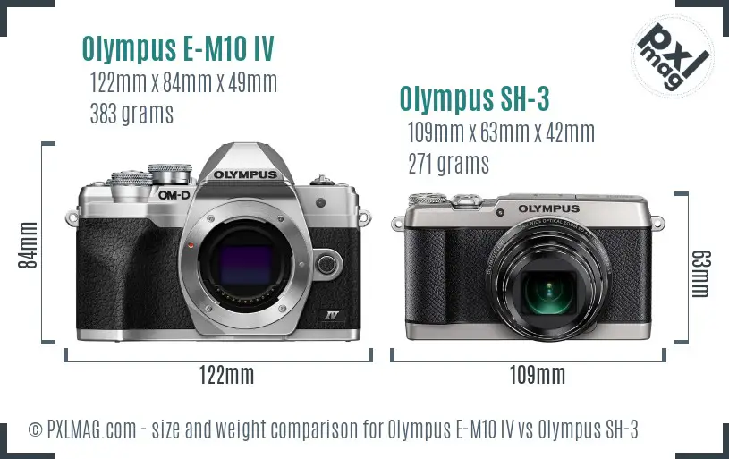 Olympus E-M10 IV vs Olympus SH-3 size comparison