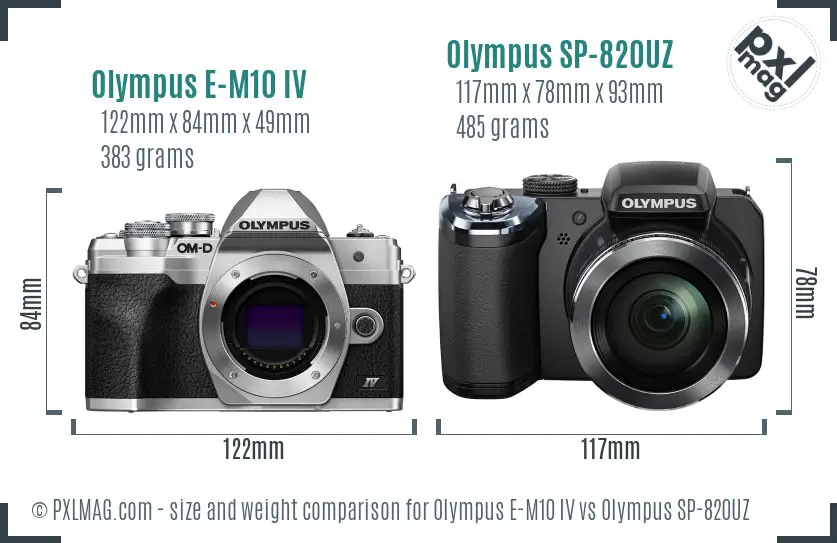 Olympus E-M10 IV vs Olympus SP-820UZ size comparison