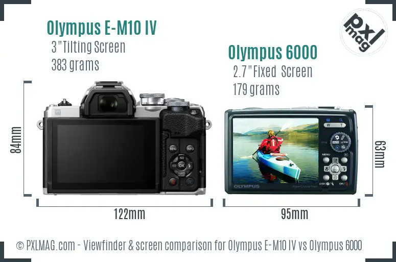 Olympus E-M10 IV vs Olympus 6000 Screen and Viewfinder comparison