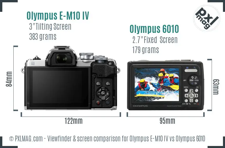 Olympus E-M10 IV vs Olympus 6010 Screen and Viewfinder comparison