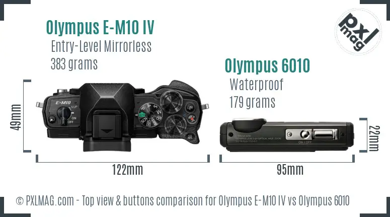 Olympus E-M10 IV vs Olympus 6010 top view buttons comparison