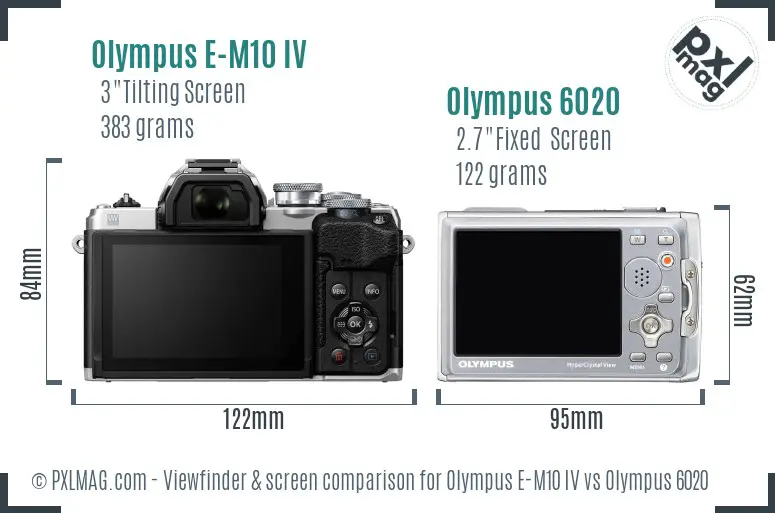 Olympus E-M10 IV vs Olympus 6020 Screen and Viewfinder comparison
