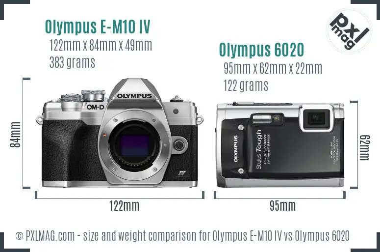Olympus E-M10 IV vs Olympus 6020 size comparison