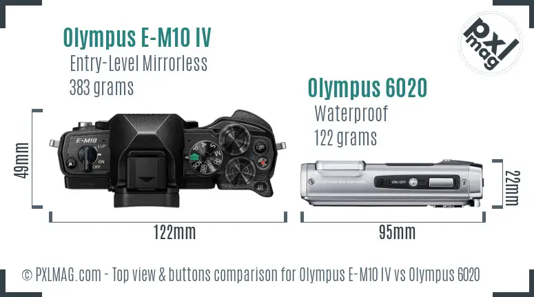 Olympus E-M10 IV vs Olympus 6020 top view buttons comparison