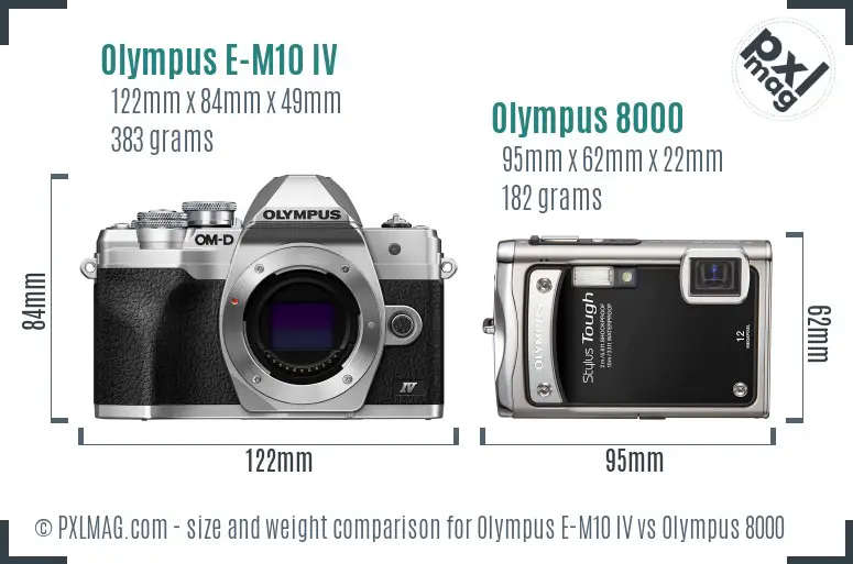 Olympus E-M10 IV vs Olympus 8000 size comparison