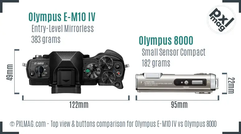 Olympus E-M10 IV vs Olympus 8000 top view buttons comparison