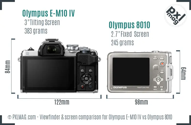 Olympus E-M10 IV vs Olympus 8010 Screen and Viewfinder comparison