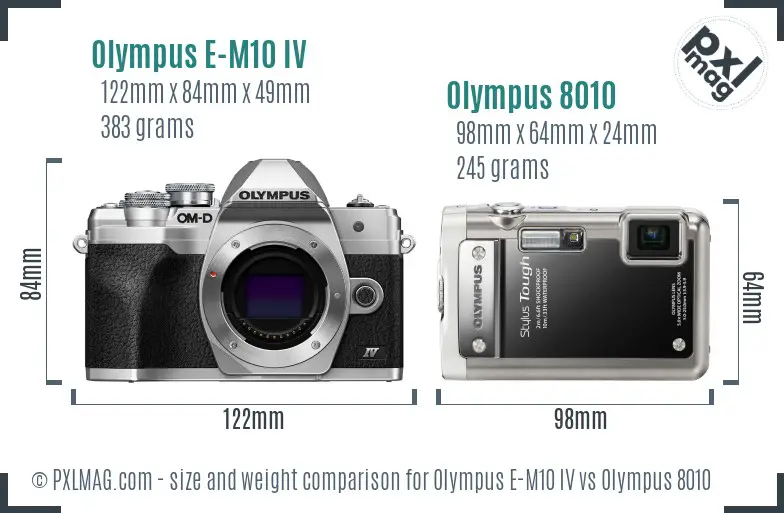 Olympus E-M10 IV vs Olympus 8010 size comparison