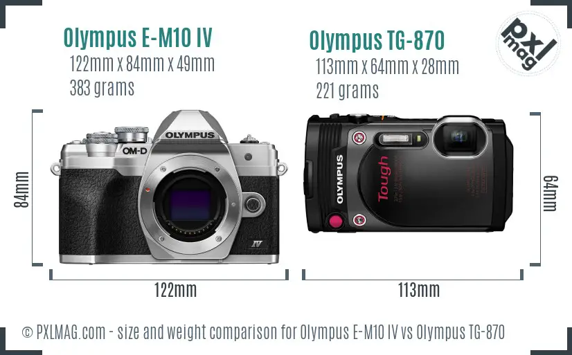 Olympus E-M10 IV vs Olympus TG-870 size comparison