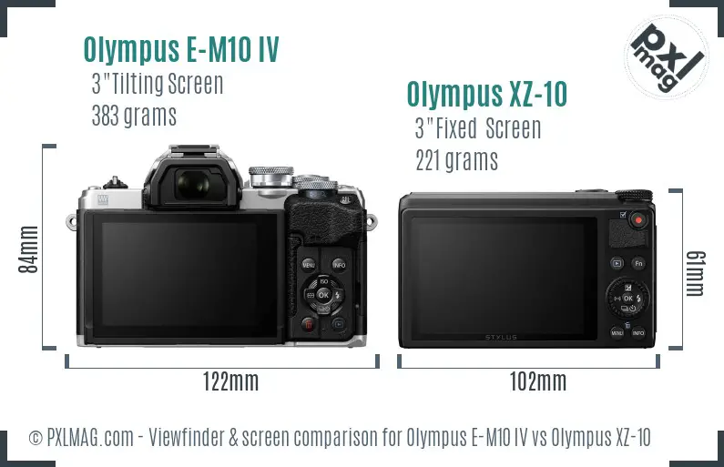 Olympus E-M10 IV vs Olympus XZ-10 Screen and Viewfinder comparison