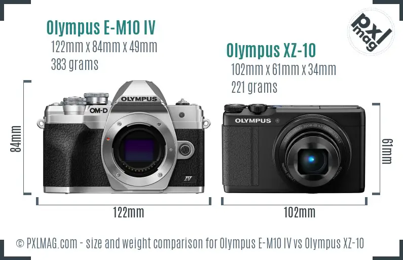 Olympus E-M10 IV vs Olympus XZ-10 size comparison