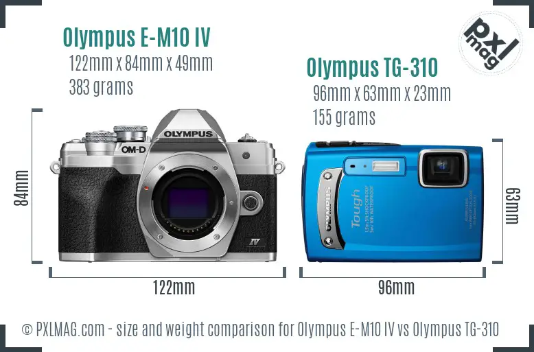 Olympus E-M10 IV vs Olympus TG-310 size comparison