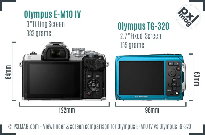 Olympus E-M10 IV vs Olympus TG-320 Screen and Viewfinder comparison