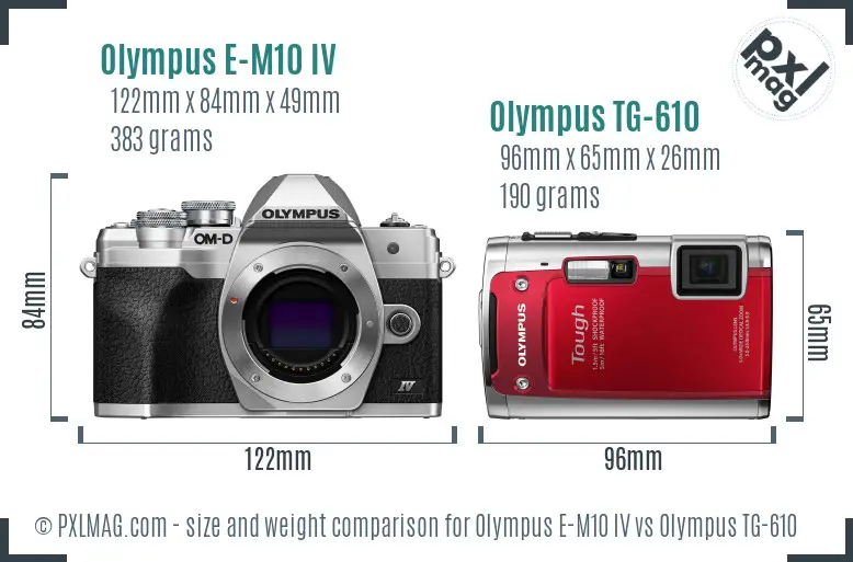 Olympus E-M10 IV vs Olympus TG-610 size comparison