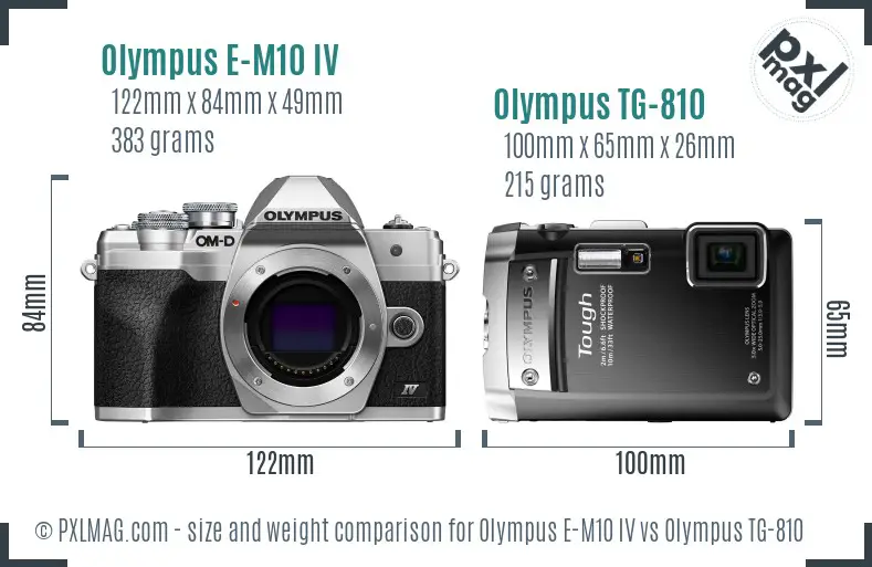 Olympus E-M10 IV vs Olympus TG-810 size comparison