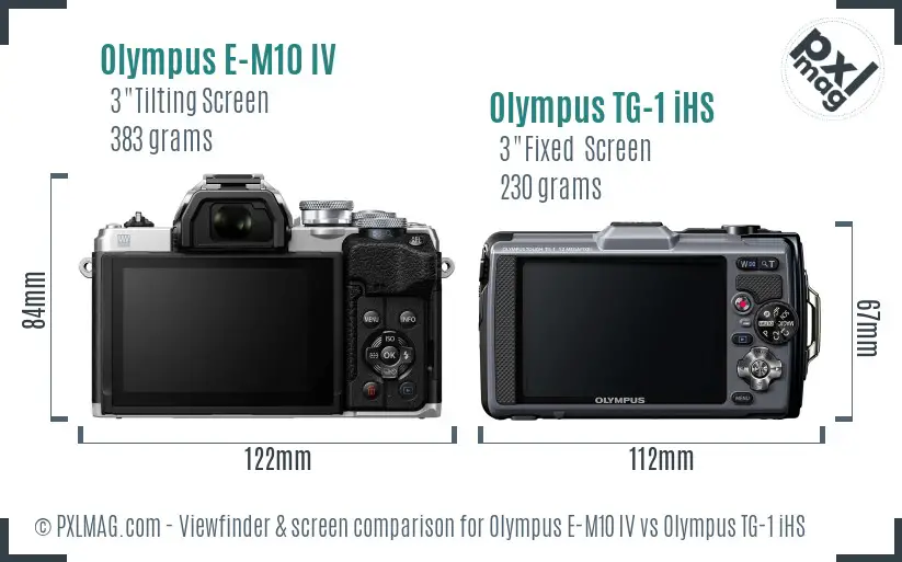 Olympus E-M10 IV vs Olympus TG-1 iHS Screen and Viewfinder comparison