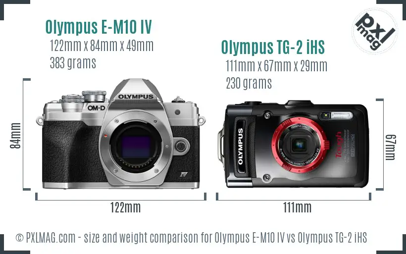 Olympus E-M10 IV vs Olympus TG-2 iHS size comparison