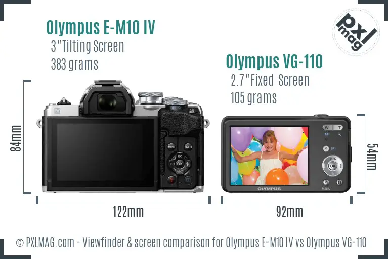 Olympus E-M10 IV vs Olympus VG-110 Screen and Viewfinder comparison