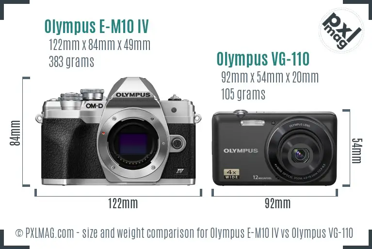 Olympus E-M10 IV vs Olympus VG-110 size comparison