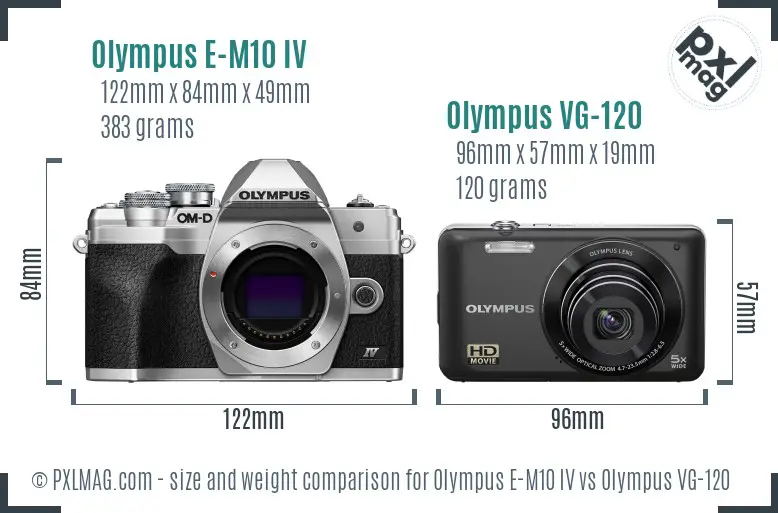 Olympus E-M10 IV vs Olympus VG-120 size comparison