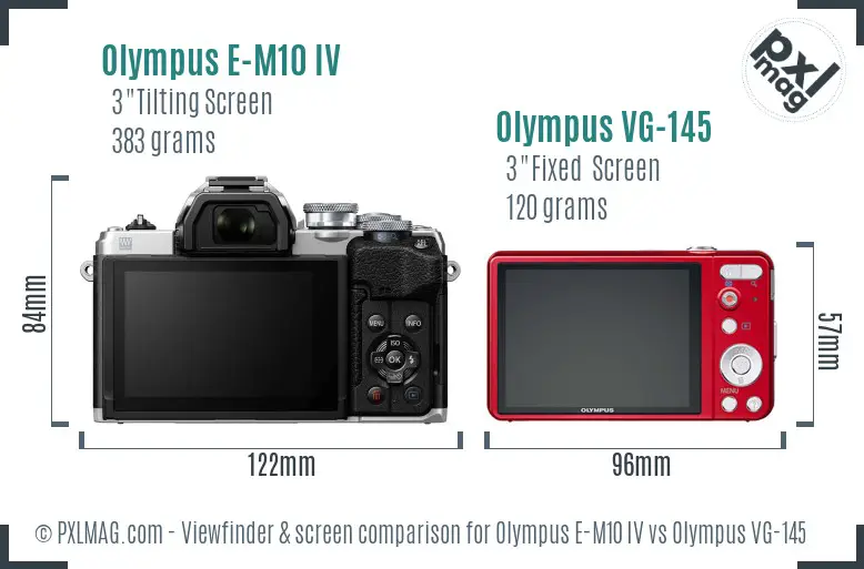 Olympus E-M10 IV vs Olympus VG-145 Screen and Viewfinder comparison