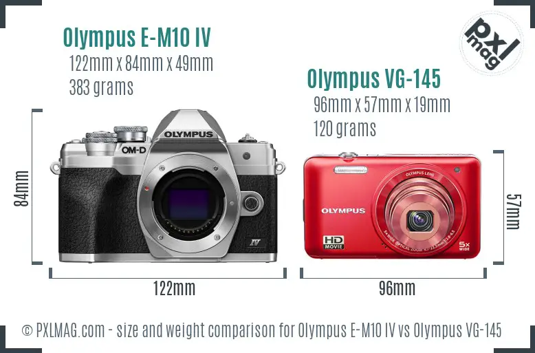 Olympus E-M10 IV vs Olympus VG-145 size comparison