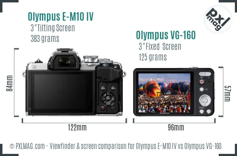 Olympus E-M10 IV vs Olympus VG-160 Screen and Viewfinder comparison