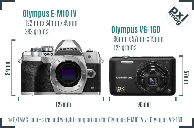 Olympus E-M10 IV vs Olympus VG-160 size comparison