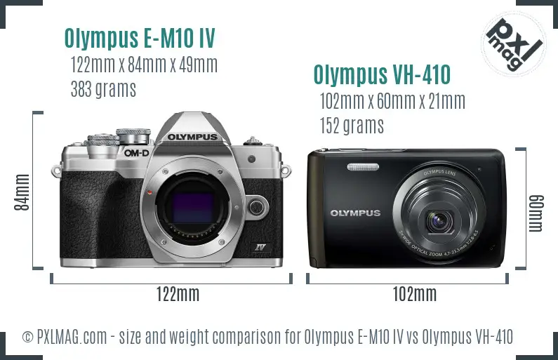 Olympus E-M10 IV vs Olympus VH-410 size comparison