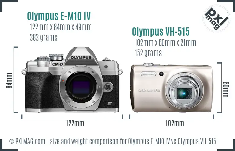 Olympus E-M10 IV vs Olympus VH-515 size comparison
