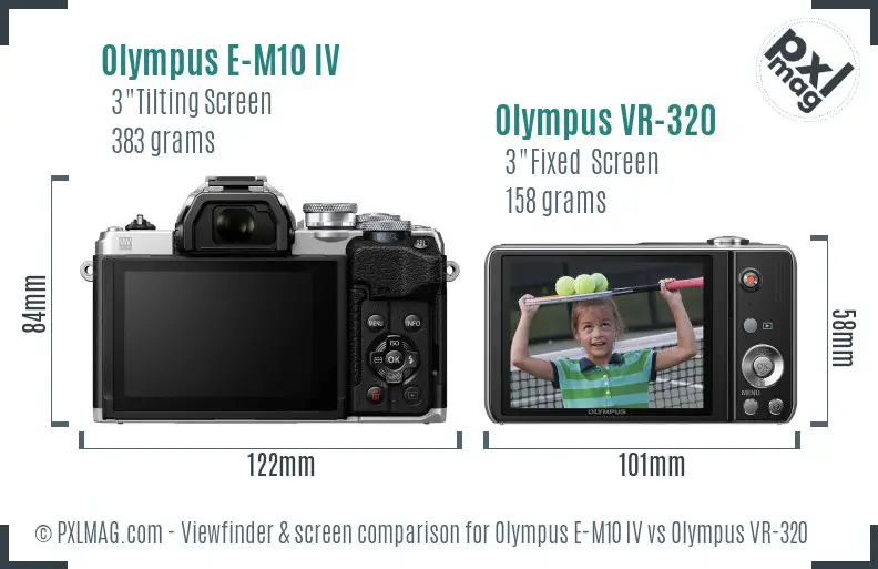 Olympus E-M10 IV vs Olympus VR-320 Screen and Viewfinder comparison